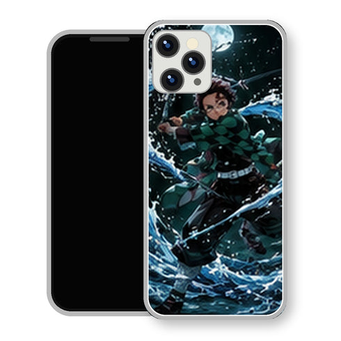 Coque iPhone 15 Tanjiro Kamado Souffle Eau Lune | Manga Demon Slayer - coque Tanjiro Kamado manga pour iPhone 15