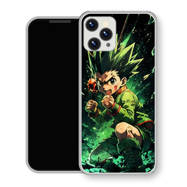Coque iPhone 15 Gon Freecss Aura Verte Eclats | Manga HxH, Hunter x Hunter