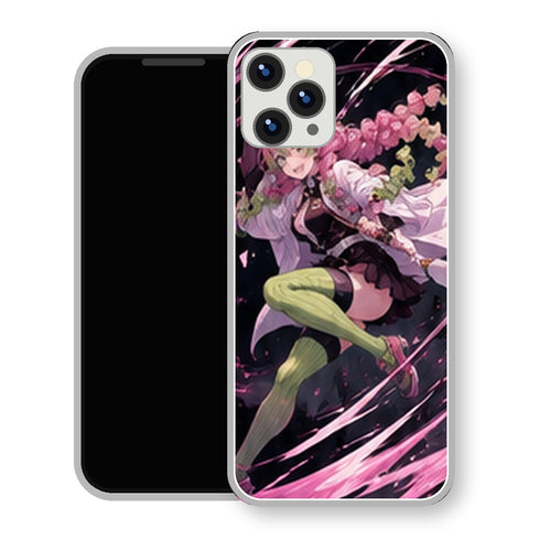 Coque iPhone 15 Mitsuri Kanroji Attaque Rubans Roses | Manga Demon Slayer - coque Mitsuri Kanroji manga pour iPhone 15