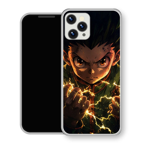 Coque iPhone 15 Gon Freecss Regard Electricite Doree | Manga HxH, Hunter x Hunter