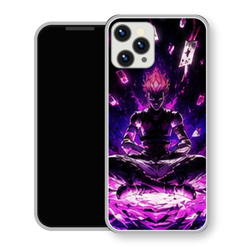 Coque iPhone 15 Hisoka Meditation Cartes Neon | Manga HxH, Hunter x Hunter - coque Hisoka manga pour iPhone 15