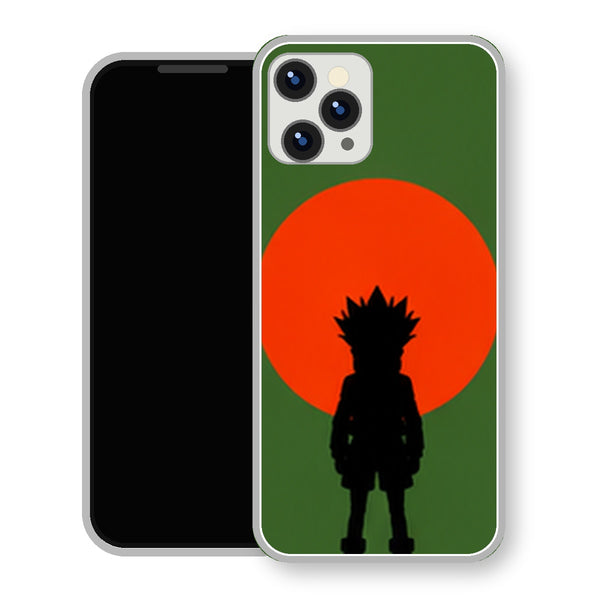 Coque iPhone 15 Gon Freecss Silhouette Soleil Rouge | Manga HxH, Hunter x Hunter