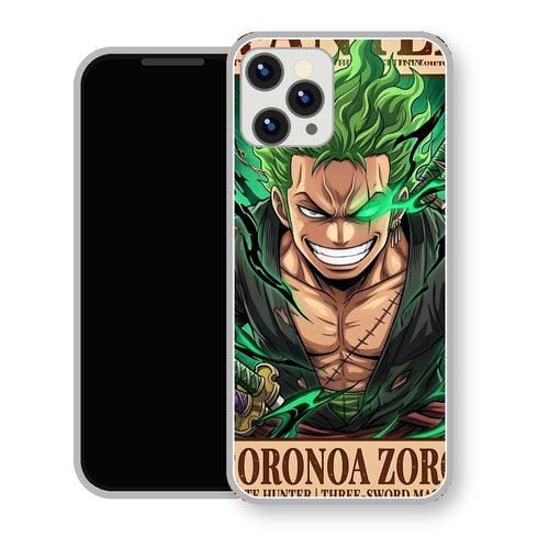 Coque iPhone 15 One Piece Zoro Wanted Vert | Manga - coque One Piece manga pour iPhone 15