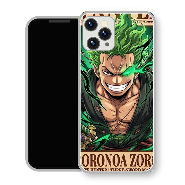 Coque iPhone 15 One Piece Zoro Wanted Vert | Manga - coque One Piece manga pour iPhone 15