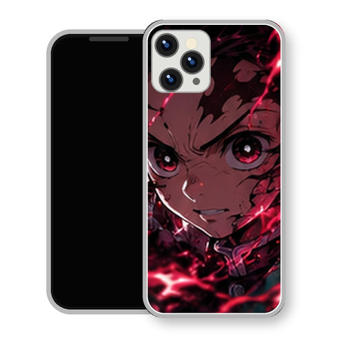 Coque iPhone 15 Tanjiro Kamado Regard Rouge Sombre | Manga Demon Slayer - coque Tanjiro Kamado manga pour iPhone 15