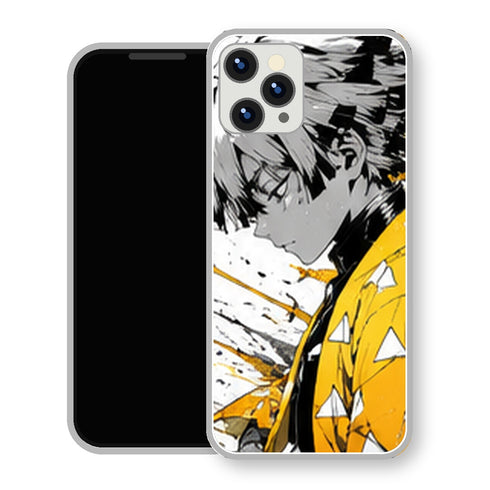 Coque iPhone 15 Zenitsu Agatsuma Profil Encre Jaune | Manga Demon Slayer - coque Zenitsu Agatsuma manga pour iPhone 15
