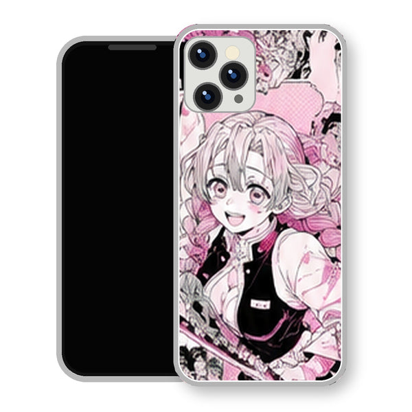 Coque iPhone 15 Mitsuri Kanroji Manga Encre Rose | Manga Demon Slayer - coque Mitsuri Kanroji manga pour iPhone 15