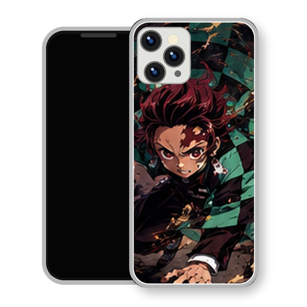 Coque iPhone 15 Tanjiro Kamado Posture Combat Sol | Manga Demon Slayer - coque Tanjiro Kamado manga pour iPhone 15