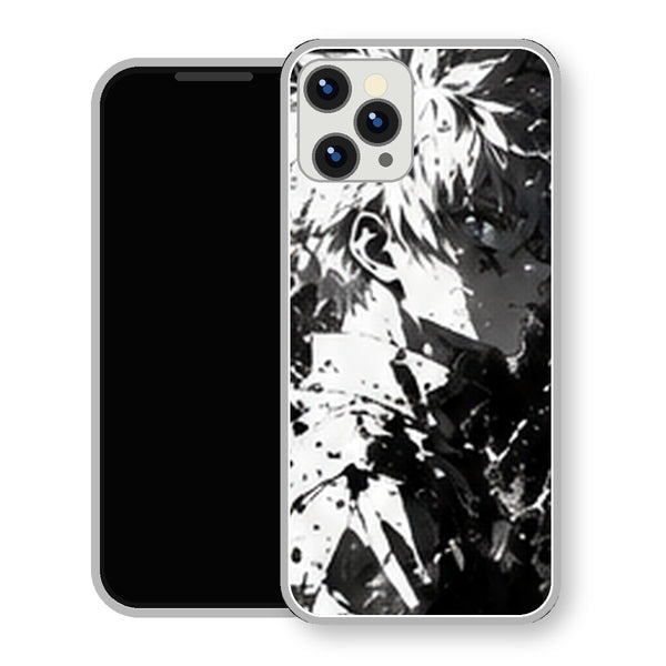 Coque iPhone 15 Kirua Zoldick Noir Blanc Silhouette | Manga HxH, Hunter x Hunter