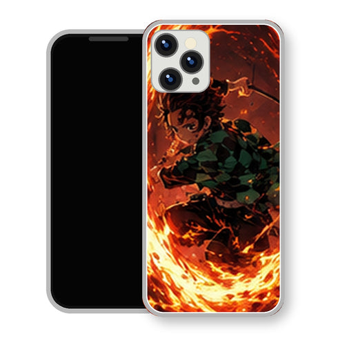 Coque iPhone 15 Tanjiro Kamado Cercle Feu Orange | Manga Demon Slayer - coque Tanjiro Kamado manga pour iPhone 15