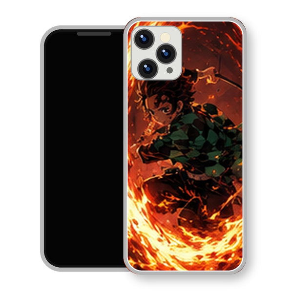 Coque iPhone 15 Tanjiro Kamado Cercle Feu Orange | Manga Demon Slayer - coque Tanjiro Kamado manga pour iPhone 15