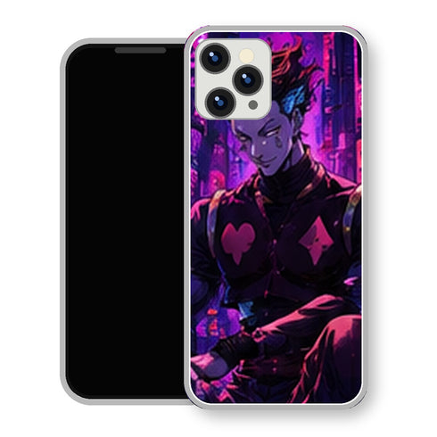 Coque iPhone 15 Hisoka Ville Neon Violette | Manga HxH, Hunter x Hunter - coque Hisoka manga pour iPhone 15