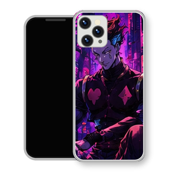 Coque iPhone 15 Hisoka Ville Neon Violette | Manga HxH, Hunter x Hunter - coque Hisoka manga pour iPhone 15