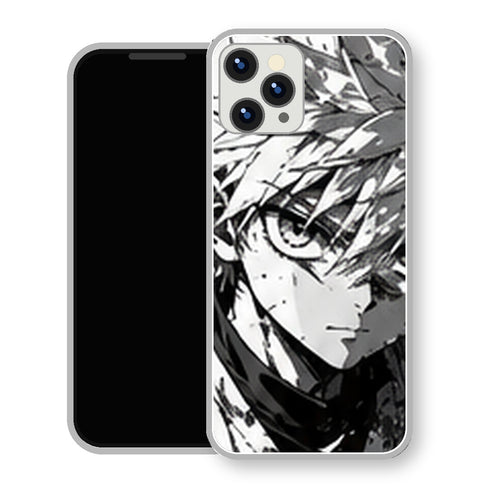 Coque iPhone 15 Kirua Zoldick Portrait Manga Noir Blanc | Manga HxH, Hunter x Hunter