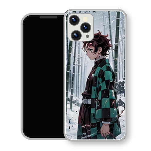 Coque iPhone 15 Tanjiro Kamado Foret Bambous Neige | Manga Demon Slayer - coque Tanjiro Kamado manga pour iPhone 15