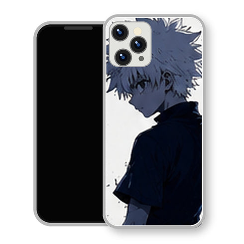 Coque iPhone 15 Kirua Zoldick Dos Minimal Noir Blanc | Manga HxH, Hunter x Hunter