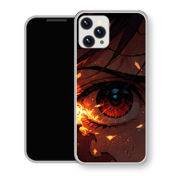 Coque iPhone 15 Tanjiro Kamado Oeil Feu Gros Plan | Manga Demon Slayer - coque Tanjiro Kamado manga pour iPhone 15