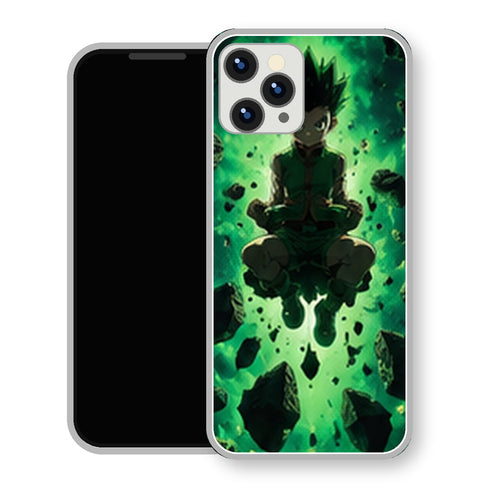 Coque iPhone 15 Gon Freecss Meditation Aura Verte | Manga HxH, Hunter x Hunter