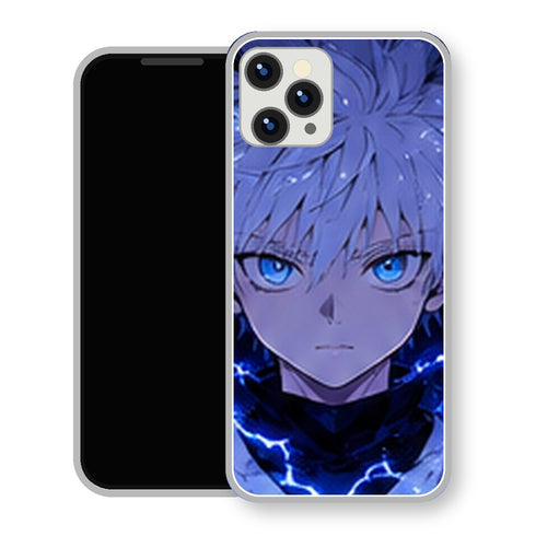 Coque iPhone 15 Kirua Zoldick Portrait Eclairs Bleus | Manga HxH, Hunter x Hunter