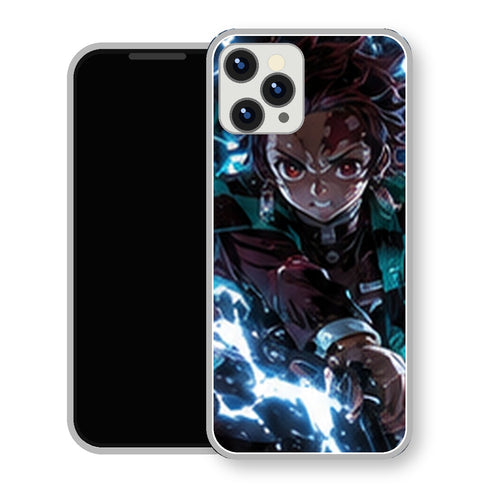 Coque iPhone 15 Tanjiro Kamado Foudre Bleue Frontale | Manga Demon Slayer - coque Tanjiro Kamado manga pour iPhone 15