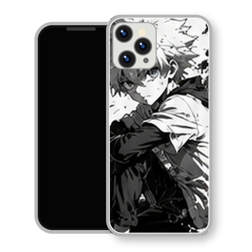 Coque iPhone 15 Kirua Zoldick Assis Noir Blanc | Manga HxH, Hunter x Hunter
