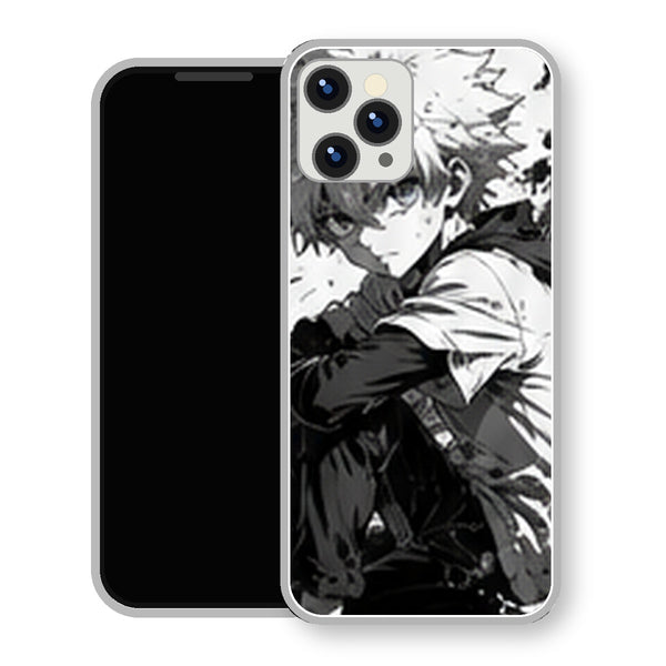 Coque iPhone 15 Kirua Zoldick Assis Noir Blanc | Manga HxH, Hunter x Hunter