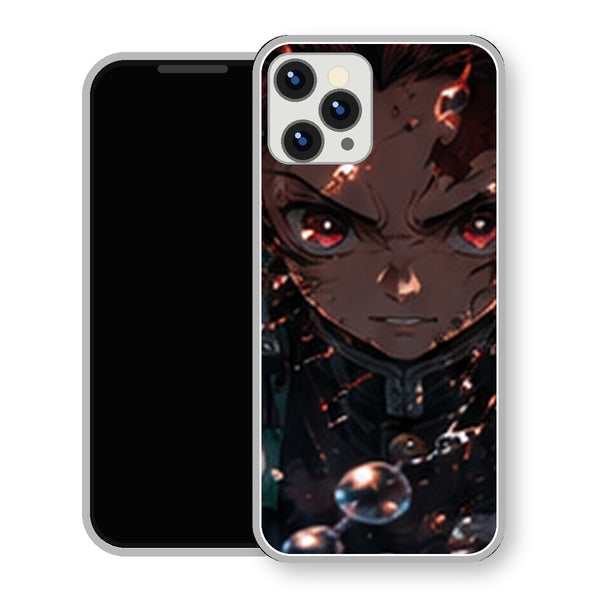 Coque iPhone 15 Tanjiro Kamado Regard Bulles Rouges | Manga Demon Slayer - coque Tanjiro Kamado manga pour iPhone 15