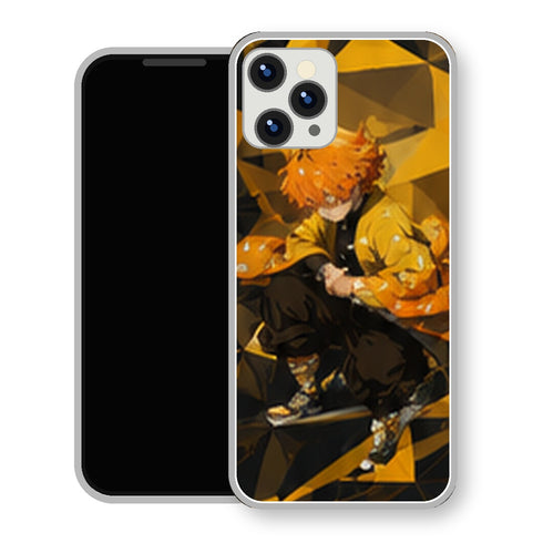 Coque iPhone 15 Zenitsu Agatsuma Origami Jaune Noir | Manga Demon Slayer - coque Zenitsu Agatsuma manga pour iPhone 15