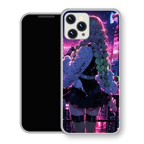 Coque iPhone 15 Mitsuri Kanroji Balcon Ville Nuit | Manga Demon Slayer - coque Mitsuri Kanroji manga pour iPhone 15