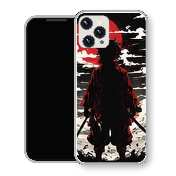 Coque iPhone 15 Tanjiro Kamado Silhouette Soleil Noir Blanc | Manga Demon Slayer - coque Tanjiro Kamado manga pour iPhone 15
