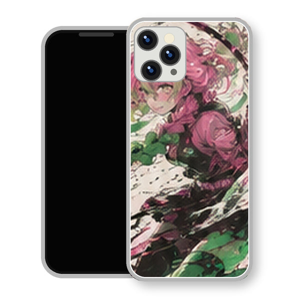 Coque iPhone 15 Mitsuri Kanroji Encre Verte Combat | Manga Demon Slayer - coque Mitsuri Kanroji manga pour iPhone 15