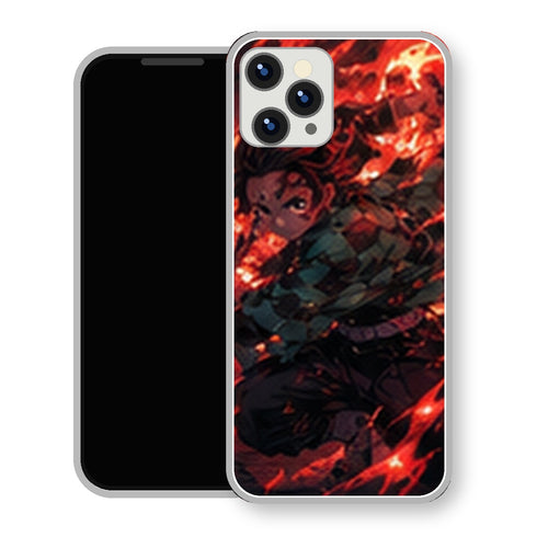 Coque iPhone 15 Tanjiro Kamado Tourbillon Feu Rouge | Manga Demon Slayer - coque Tanjiro Kamado manga pour iPhone 15