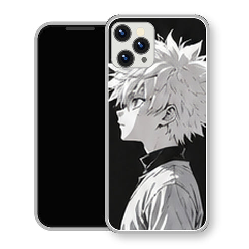 Coque iPhone 15 Kirua Zoldick Profil Noir Blanc | Manga HxH, Hunter x Hunter