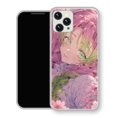 Coque iPhone 15 Mitsuri Kanroji Portrait Cerisiers | Manga Demon Slayer - coque Mitsuri Kanroji manga pour iPhone 15