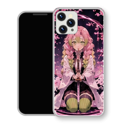 Coque iPhone 15 Mitsuri Kanroji Assis Arche Rose | Manga Demon Slayer - coque Mitsuri Kanroji manga pour iPhone 15