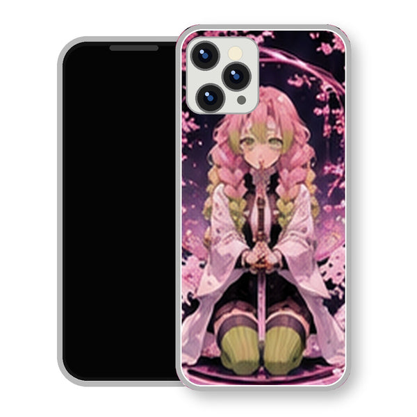 Coque iPhone 15 Mitsuri Kanroji Assis Arche Rose | Manga Demon Slayer - coque Mitsuri Kanroji manga pour iPhone 15
