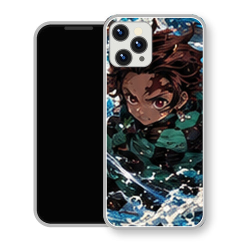 Coque iPhone 15 Tanjiro Kamado Attaque Eau Face | Manga Demon Slayer - coque Tanjiro Kamado manga pour iPhone 15