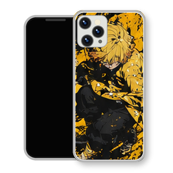 Coque iPhone 15 Zenitsu Agatsuma Encre Jaune Combat | Manga Demon Slayer - coque Zenitsu Agatsuma manga pour iPhone 15