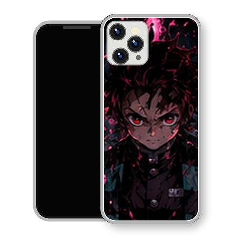 Coque iPhone 15 Tanjiro Kamado Pluie Magenta Sombre | Manga Demon Slayer - coque Tanjiro Kamado manga pour iPhone 15