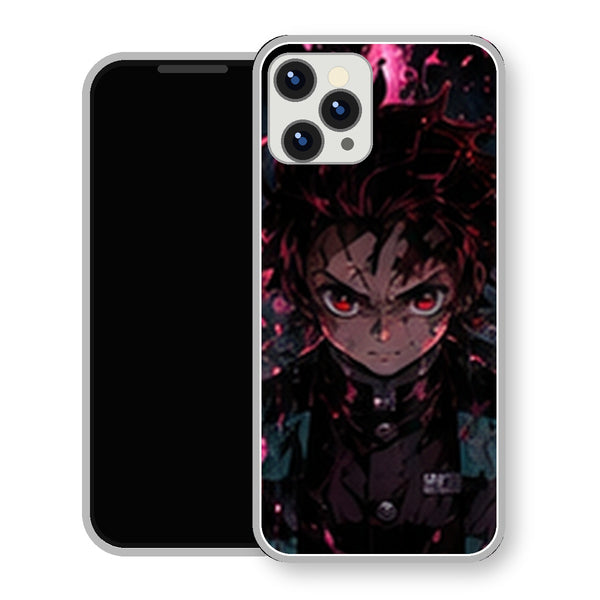 Coque iPhone 15 Tanjiro Kamado Pluie Magenta Sombre | Manga Demon Slayer - coque Tanjiro Kamado manga pour iPhone 15