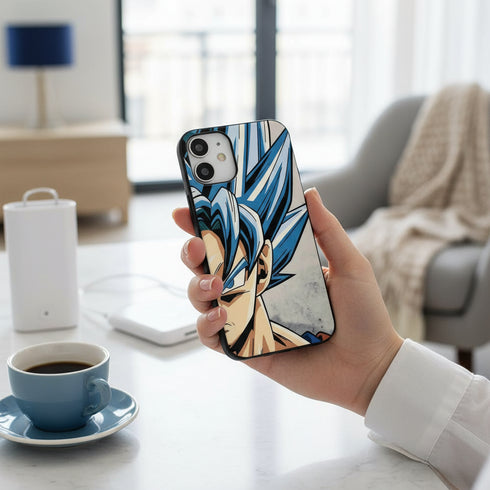 coque téléphone antichoc pas chère tout modèle iPhone 15, design Manga Blue Sangoku