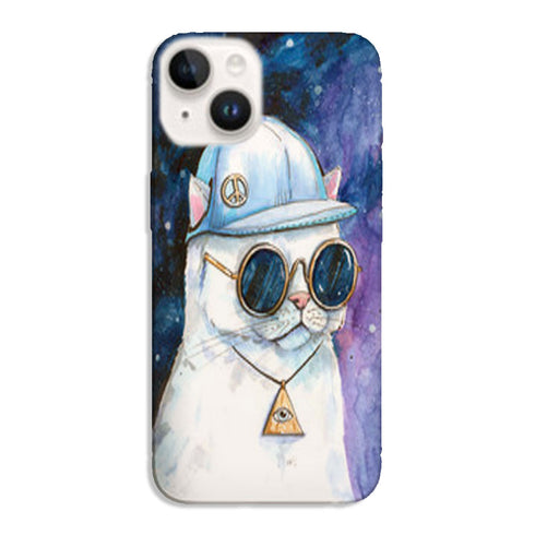 Coque iPhone 15 Chat Hipster, une protection de nos artistes dans la collection Animaux