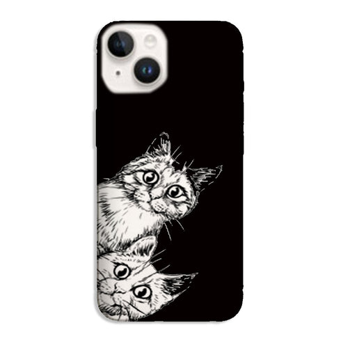 Coque iPhone 15 Coco Chat, ultra légère, impression HD sur une protection de silicone de notre collection animaux noir et blanc