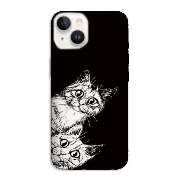 Coque iPhone 15 Coco Chat, ultra légère, impression HD sur une protection de silicone de notre collection animaux noir et blanc