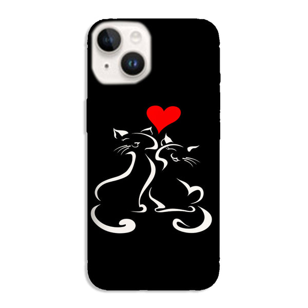Coque iPhone 15 Cats Love, deux chats amoureux de notre collection Animaux d'artistes, protection gel silicone made in Ile de France