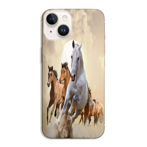 Coque iPhone 15 Cheval Blanc, protection souple de notre collection animaux