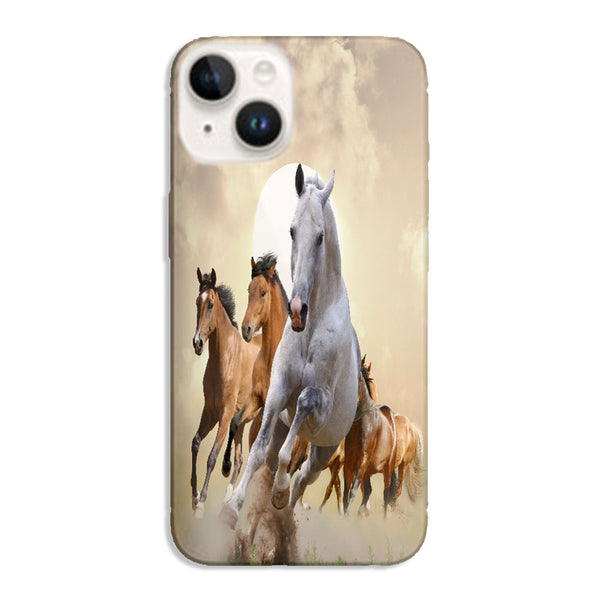 Coque iPhone 15 Cheval Blanc, protection souple de notre collection animaux