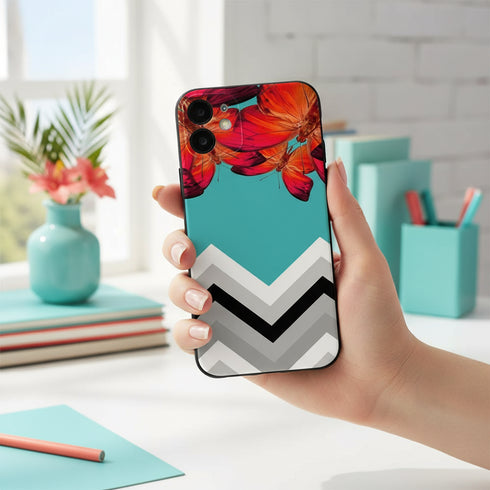 Coque iphone 15 Thales Defense avec motif Chevrons papillons d'automne, en gel de silicone souple