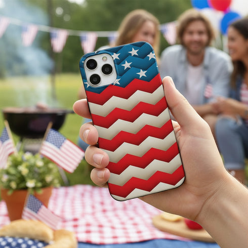 Protéger son smartphone iPhone 15 avec ce drapeau USA style Veolia impact, en silicone doux
