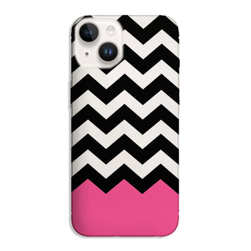 Coque pour iPhone 15 Chevrons Colorés Rose et Noir, systeme Safran Excellence